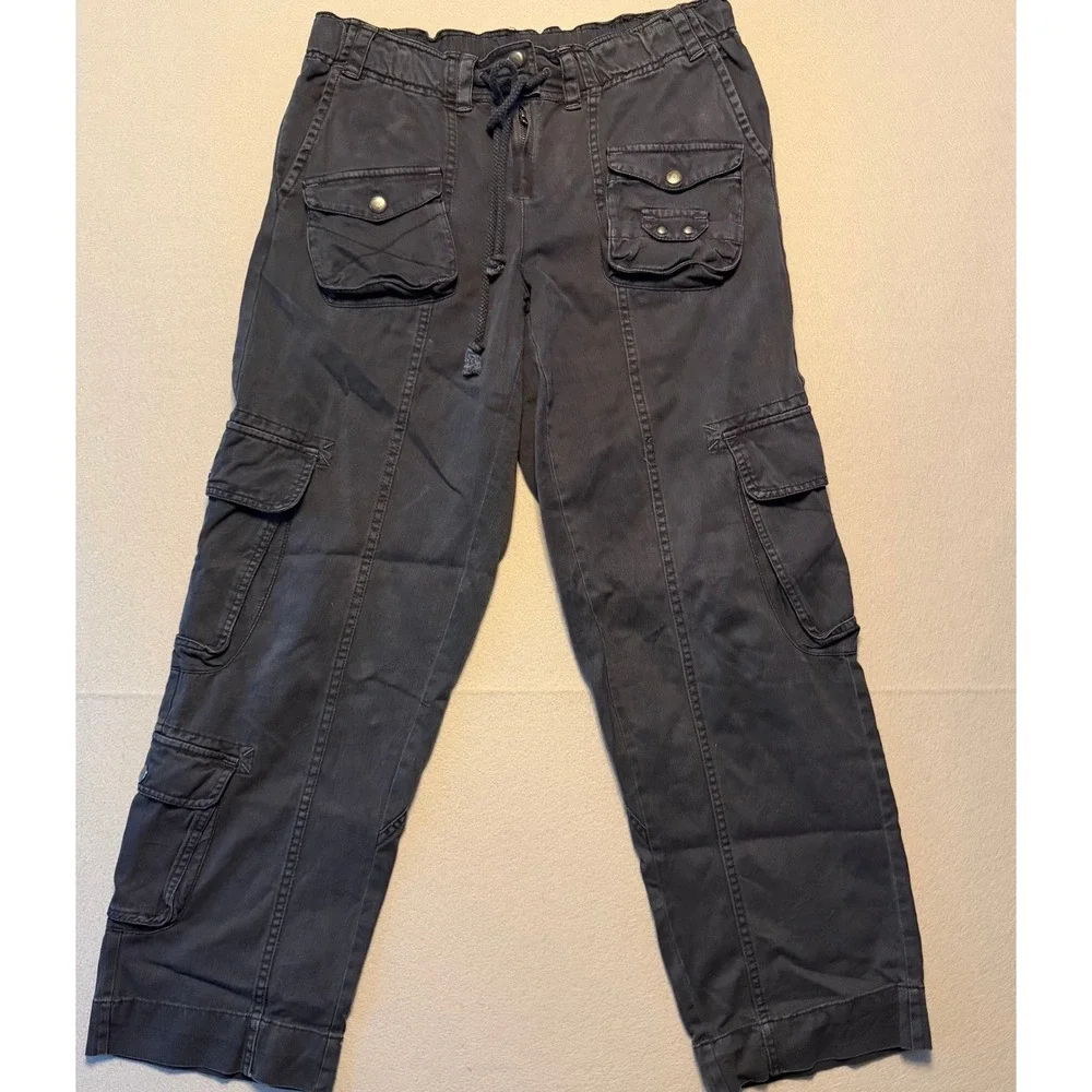 Free People We The Free Tahiti Pull-On Cargo Pants Black Women Size Small